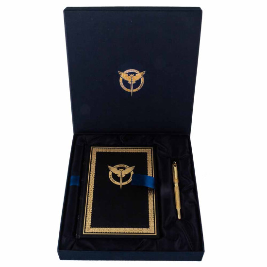  Подарунковий набір "Воєнна розвідка України". (Щоденник з ручкою TENSO з ювелірною мініатюрою )