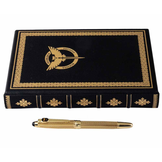  Подарунковий набір "Воєнна розвідка України". (Щоденник з ручкою TENSO з ювелірною мініатюрою )