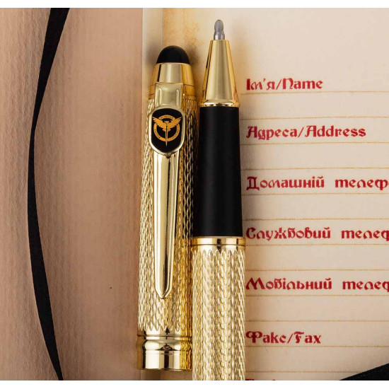  Подарунковий набір "Воєнна розвідка України". (Щоденник з ручкою TENSO з ювелірною мініатюрою )