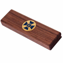 Подарунок "Ручка з мініатюрою емблеми СБУ" (ручка TENSO з ювелірною мініатюрою у дере'яному футлярі з металевою емблемою)