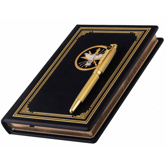 Подарунковий набір "Воєнна розвідка України". (Щоденник з ручкою TENSO з ювелірною мініатюрою)