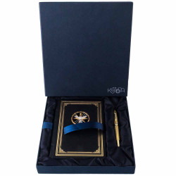 Подарунковий набір "Воєнна розвідка України". (Щоденник з ручкою TENSO з ювелірною мініатюрою)