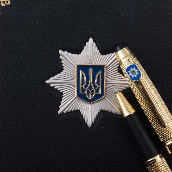  Подарунковий набір "Національна поліція України". (Щоденник з ручкою TENSO з ювелірною мініатюрою)