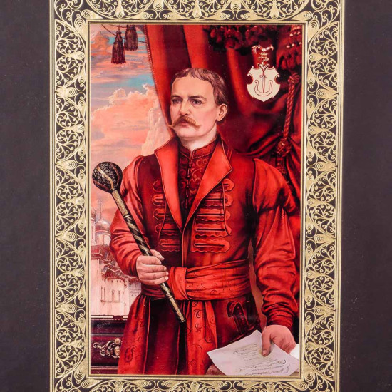 Подарункове видання книги "Перша Конституція України гетьмана Пилипа Орлика" у дерев'яному футлярі з портретом гетьмана