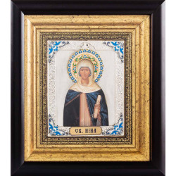 Ікона "Свята рівноапостольна Ніна" у посрібленому окладі з визолоченими деталями в емалях