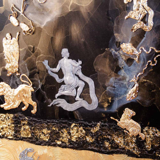 Авторське панно  "Золото і Срібло Долі" (живопис, текстурний пейзаж, метал, позолота, сріблення, ювелірне каміння). Експонат виставки ART TALENT FAIR 2025