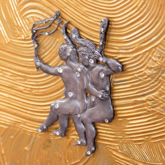 Авторське панно  "Золото і Срібло Долі" (живопис, текстурний пейзаж, метал, позолота, сріблення, ювелірне каміння). Експонат виставки ART TALENT FAIR 2025