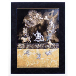 Авторське панно  "Золото і Срібло Долі" (живопис, текстурний пейзаж, метал, позолота, сріблення, ювелірне каміння). Експонат виставки ART TALENT FAIR 2025