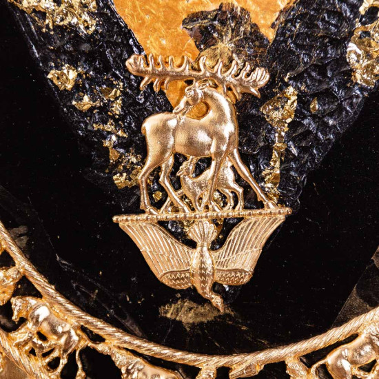 Авторське панно "Скіфська містерія" (живопис, текстурний пейзаж, метал, позолота). Експонат виставки ART TALENT FAIR 2025