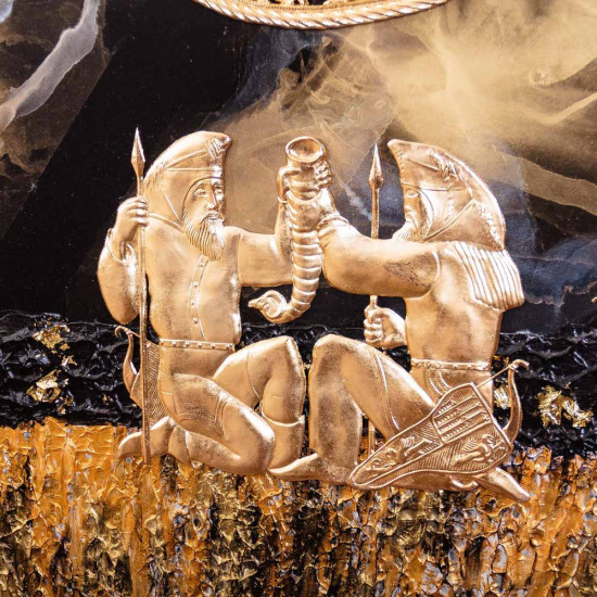 Авторське панно "Скіфська містерія" (живопис, текстурний пейзаж, метал, позолота). Експонат виставки ART TALENT FAIR 2025