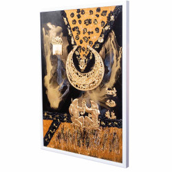 Авторське панно "Скіфська містерія" (живопис, текстурний пейзаж, метал, позолота). Експонат виставки ART TALENT FAIR 2025