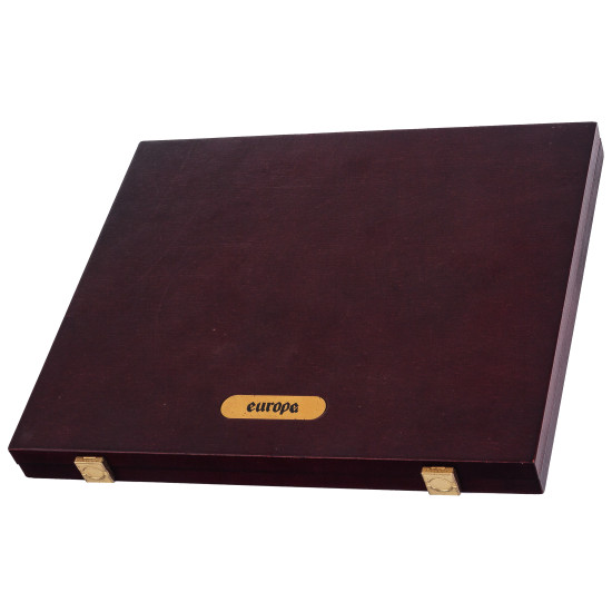 Подарунковий набір "Нумізматична подорож  Європою" (набір з 12 медалей з монетами у дерев'яній коробці)