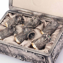 Подарунковий набір "Мисливський Трофей". Срібна скриня (невідомий автор) з ритонами від Ювелірного Дому Андрія Ковалика