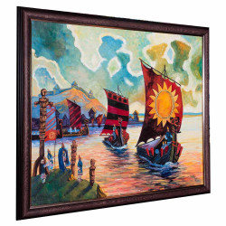Картина народного художника Данила Нарбута "Пейзаж з вітрильниками"