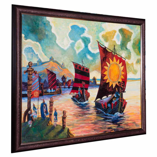 Картина народного художника Данила Нарбута "Пейзаж з вітрильниками"