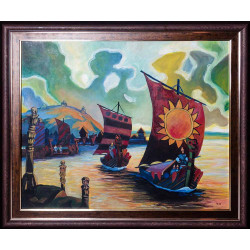 Картина народного художника Данила Нарбута "Пейзаж з вітрильниками"