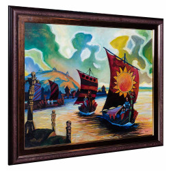 Картина народного художника Данила Нарбута "Пейзаж з вітрильниками"