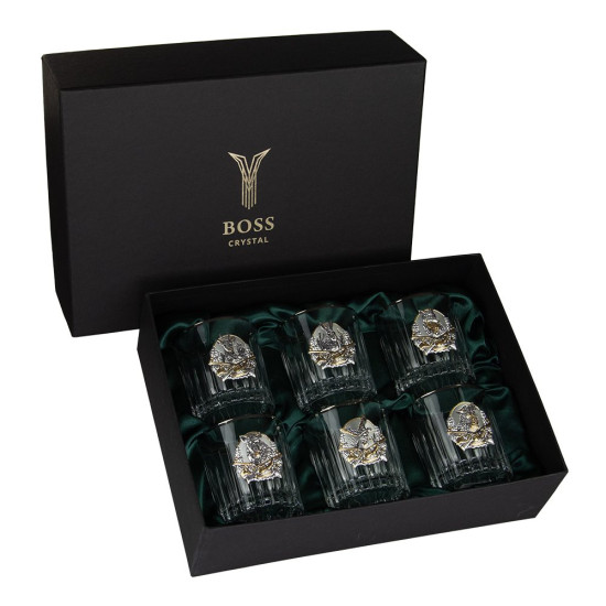 Набір "Полювання", 6 келихів, сріблення