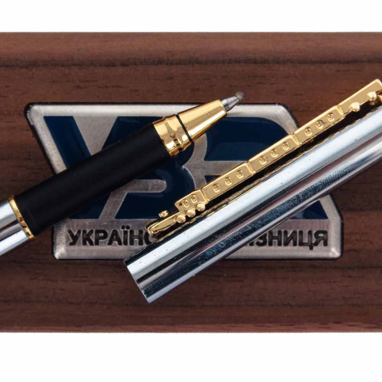 Подарунковий набір "Ручка Tenso у футлярі з емблемою "Укрзалізниці" 