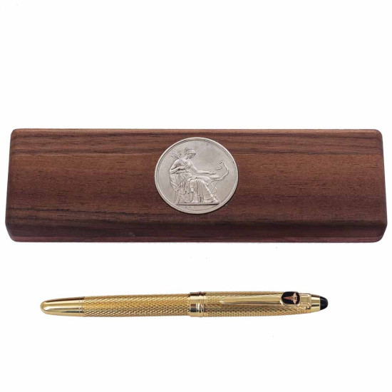  Подарунок "Дар здоров'я" (ручка TENSO з ювелірною мініатюрою, футляр з металевою посрібленою накладкою)