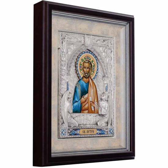 Ікона "Святий апостол Петро" (метал, сріблення, позолота, емалі)