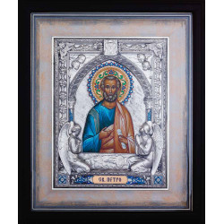 Ікона "Святий апостол Петро" (метал, сріблення, позолота, емалі)