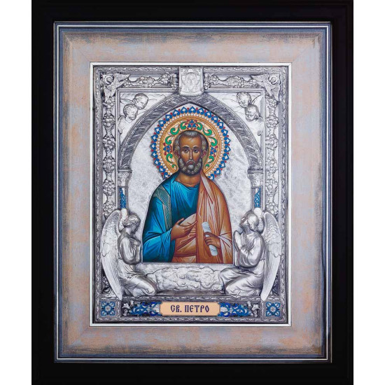 Ікона "Святий апостол Петро" (метал, сріблення, позолота, емалі)