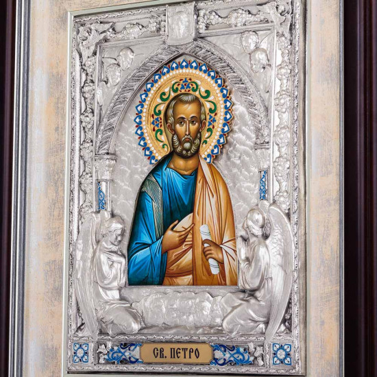Ікона "Святий апостол Петро" (метал, сріблення, позолота, емалі)