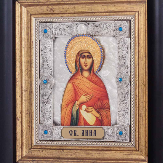 Ікона "Свята Ганна" (метал, сріблення, позолота, каміння)