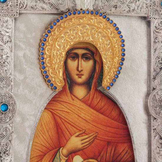 Ікона "Свята Ганна" (метал, сріблення, позолота, каміння)