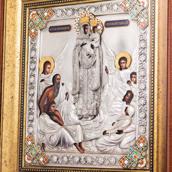 Ікона Божої Матері "Всіх Скорботних Радість" (метал, сріблення, емалі)