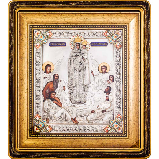 Ікона Богоматір "Всіх Скорботних Радість" (метал, сріблення, позолота, емалі)