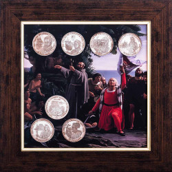 Композиція "500 років відкриття Америки: 1492-1992 з репліками монет"