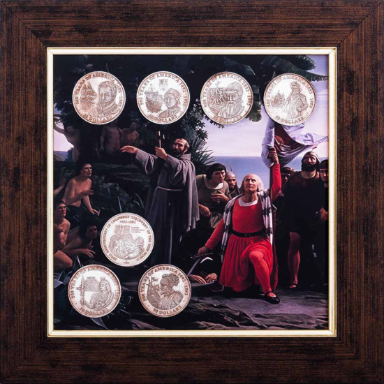 Композиція "500 років відкриття Америки: 1492-1992 з репліками монет"