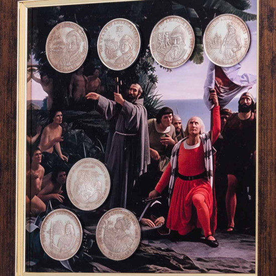 Композиція "500 років відкриття Америки: 1492-1992 з репліками монет"