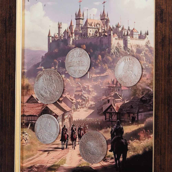Композиція "Замок та лицарі" з історичними репліками монет