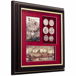 Композиція "Середньовічне портове місто і колекція талерів"