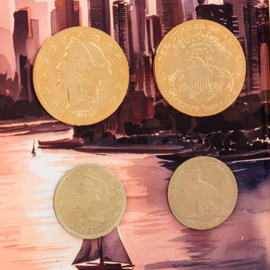 Композиція "Статуя Свободи з американськими монетами"