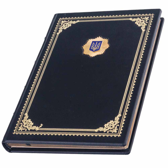 Щоденник "Національна поліція України" з металевою позолоченою накладкою з емалями