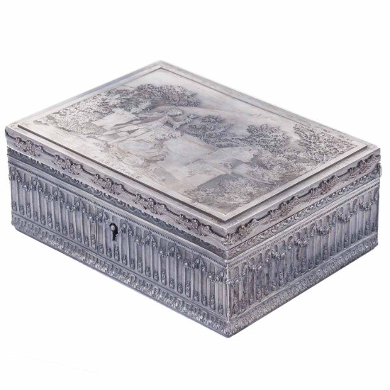 ﻿Посріблена скринька з сигарами "Набір для джентльмена"