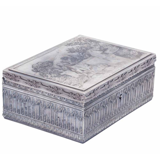 ﻿Посріблена скринька з сигарами "Набір для джентльмена"