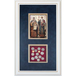 Історична композиція "Святі рівноапостольні Ольга і Володимир та монети Київської Русі"