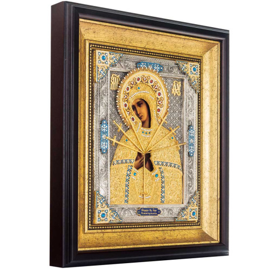 Ікона Богоматері "Семистрільна" (сріблення, позолота, емалі, каміння)