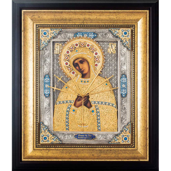 Ікона Богоматері "Семистрільна" (сріблення, позолота, емалі, каміння)