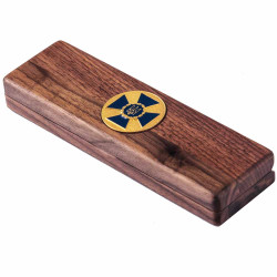 Подарунок "Ручка з мініатюрою емблеми СБУ" (ручка TENSO з ювелірною мініатюрою у дере'яному футлярі з металевою емблемою)