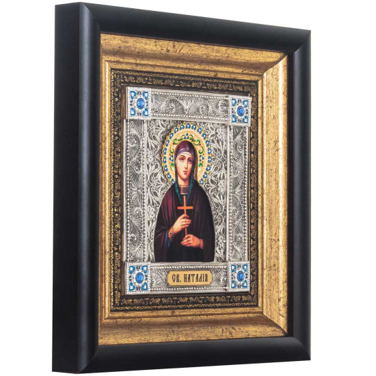 Ікона "Свята мучениця Наталія" (метал, сріблення, позолота, емалі, каміння)