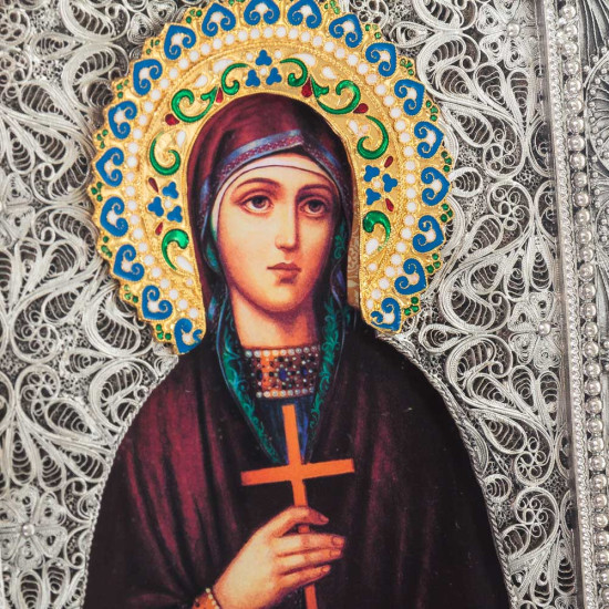 Ікона "Свята мучениця Наталія" (метал, сріблення, позолота, емалі, каміння)