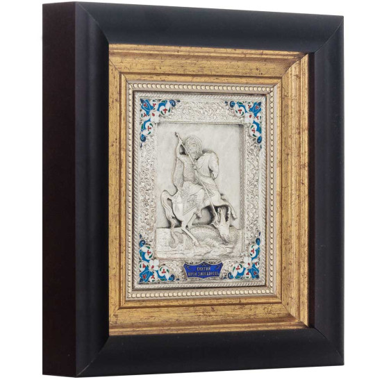 Ікона "Святий Юрій Змієборець". ("Георгій Переможець") (мідь, сріблення, емалі)