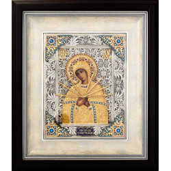 Ікона "Богородиця Семистрільна" (метал, сріблення, позолота, емалі, каміння)