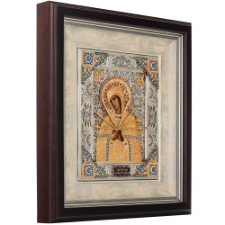 Ікона "Богородиця Семистрільна" (метал, сріблення, позолота, емалі, каміння)